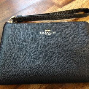 Coach Leather Wristlet Black